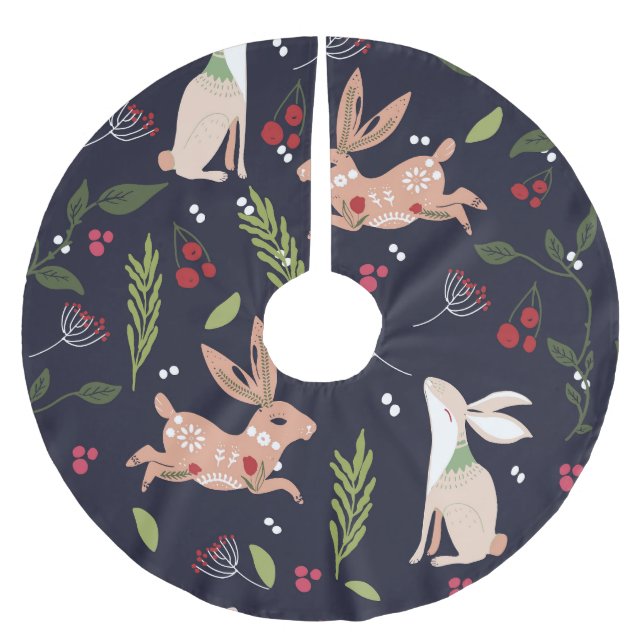 Jupon De Sapin En Polyester Brossé Lapin d'art populaire scandinave (Devant)