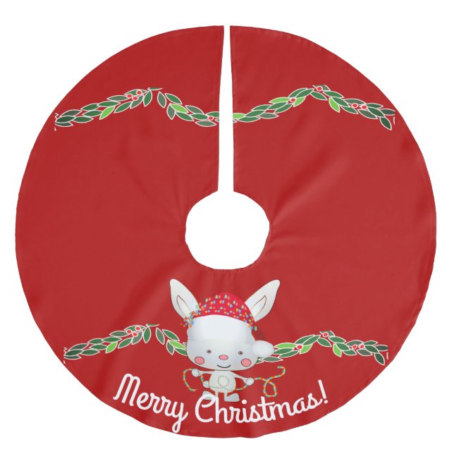 Jupon De Sapin En Polyester Brossé Lapin de Noël (Devant)