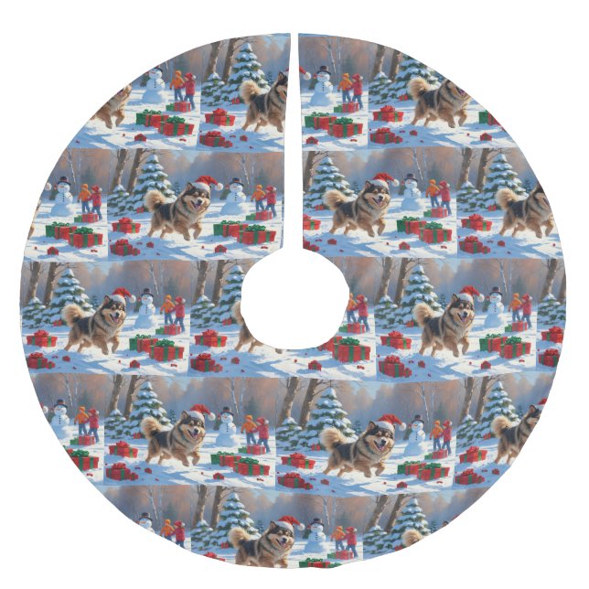 Jupon De Sapin En Polyester Brossé Lapphund finlandais coule la neige avec le Casquet (Devant)