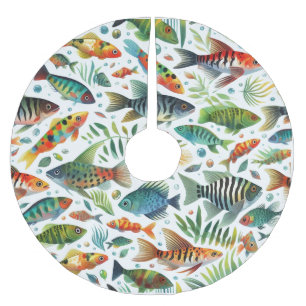 Jupon De Sapin En Polyester Brossé L'art coloré du poisson sous-marin