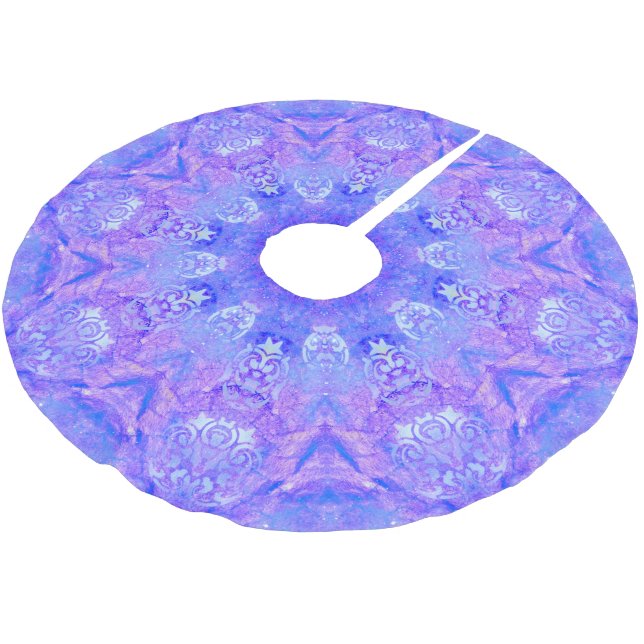 Jupon De Sapin En Polyester Brossé Lavender Blue et Motif de neige (Angle)