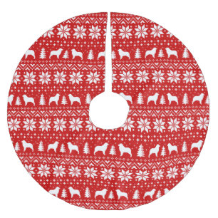 Jupon De Sapin En Polyester Brossé Le berger australien silhouette le motif de Noël