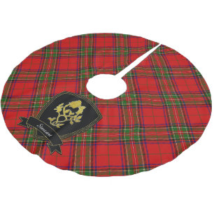 Jupon De Sapin En Polyester Brossé Le chardon écossais d'or de tartan s'est levé