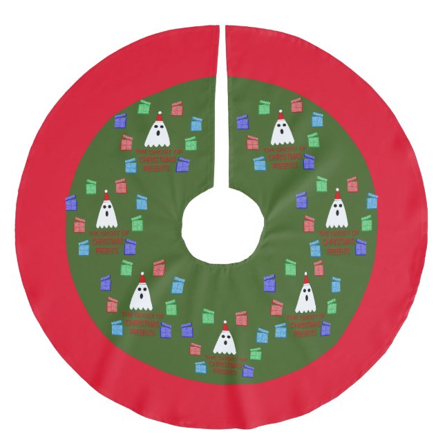Jupon De Sapin En Polyester Brossé Le fantôme de Noël présente drôle (Devant)