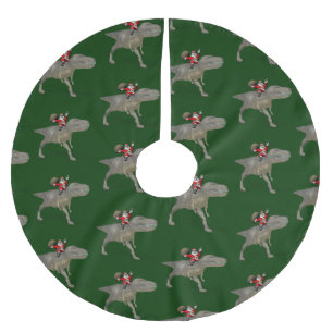 Jupon De Sapin En Polyester Brossé Le Père Noël En Train De Circuler Sur Trex