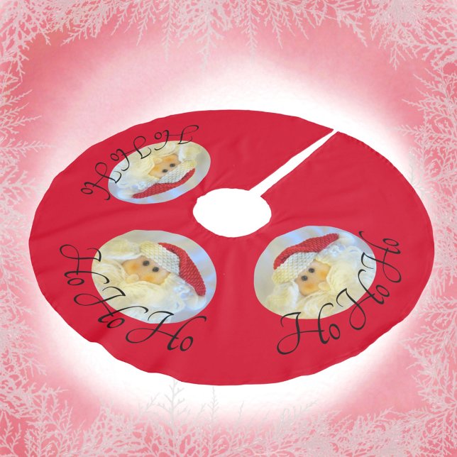 Jupon De Sapin En Polyester Brossé Le Père Noël Face Ho Ho Ho Red (Créateur téléchargé)