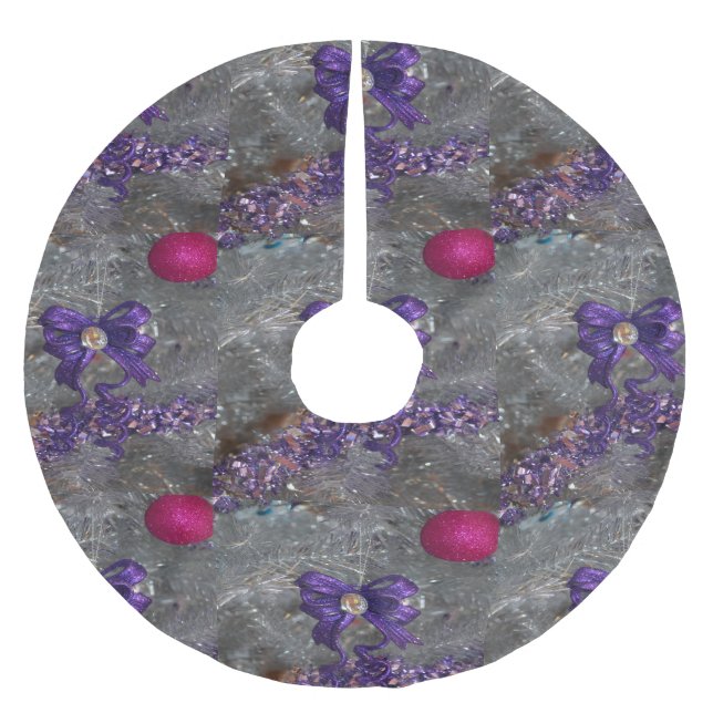 Jupon De Sapin En Polyester Brossé Le pourpre de jupe d'arbre de Noël cintre (Devant)