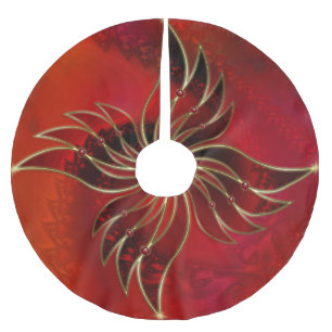 Jupon De Sapin En Polyester Brossé Le rouge comme la jupe d'arbre à flammes