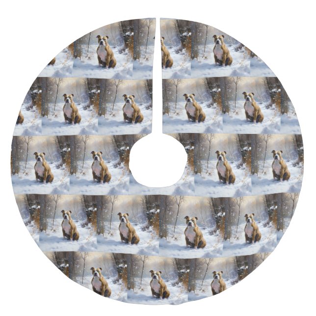 Jupon De Sapin En Polyester Brossé Le Staffordshire Américain Laisser Neige Noël (Devant)