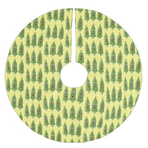 Jupon De Sapin En Polyester Brossé Légume okra de dessin animé mignon qui chante