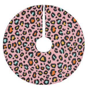 Jupon De Sapin En Polyester Brossé Leopard coloré : Motif Vintage de mode