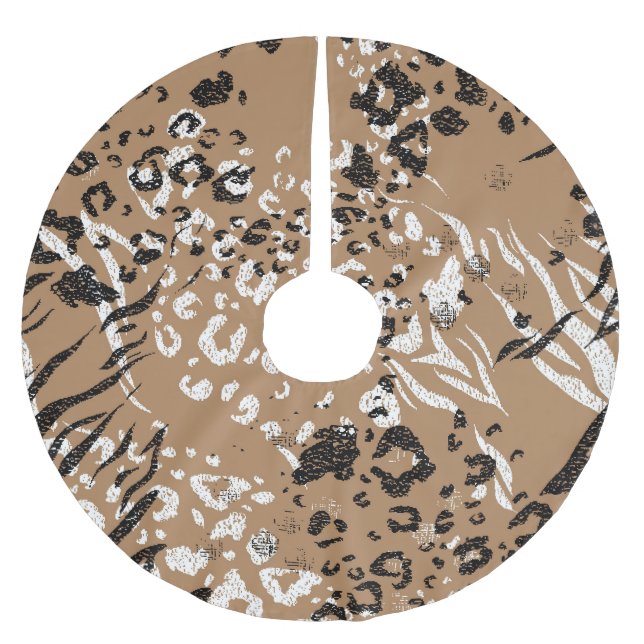 Jupon De Sapin En Polyester Brossé Léopard moderne : motif de nature sauvage. (Devant)