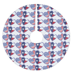 Jupon De Sapin En Polyester Brossé Les Etats-Unis et coeurs de drapeau du Texas