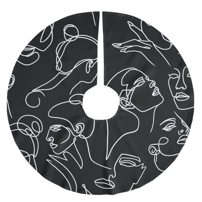Jupon De Sapin En Polyester Brossé Les femmes affrontent le Motif de dessin Abstrait (Devant)