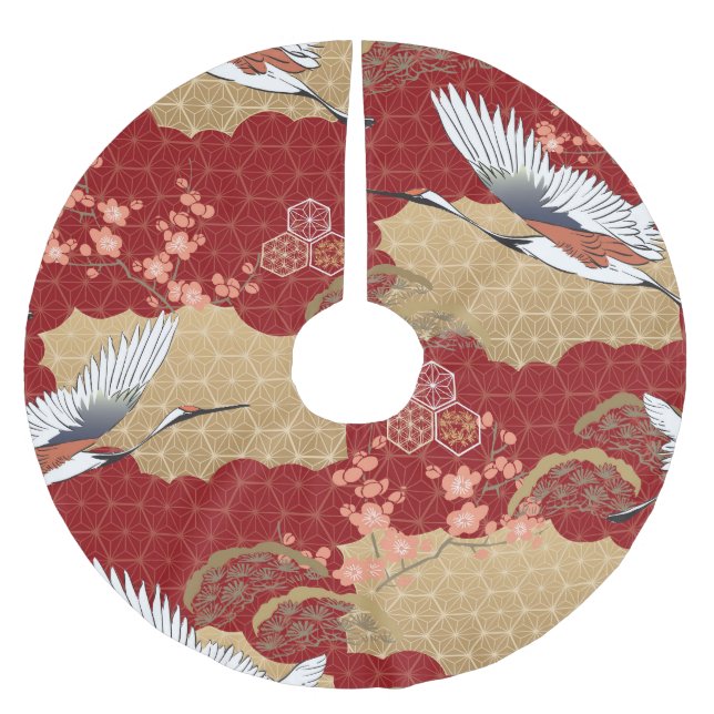 Jupon De Sapin En Polyester Brossé Les fleurs japonaises de kimono (Devant)