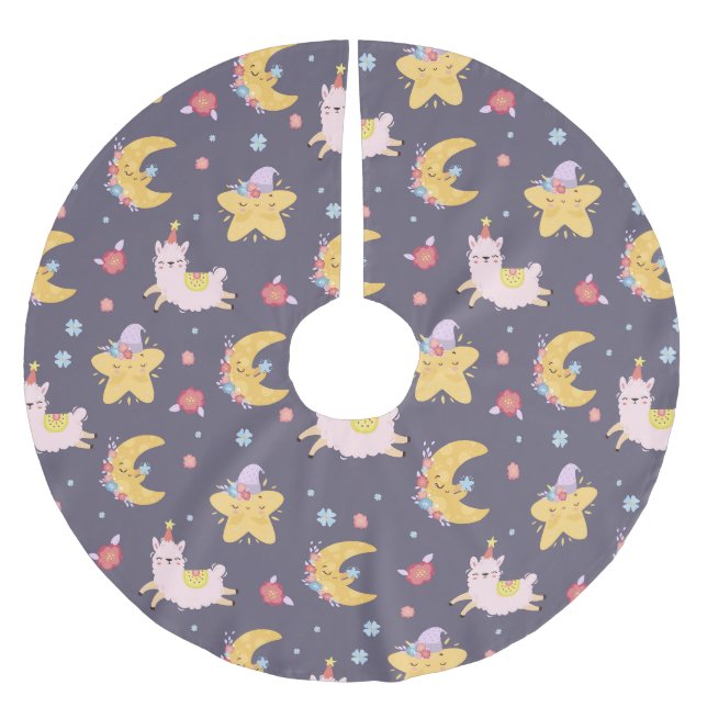 Jupon De Sapin En Polyester Brossé Les lamas dans le ciel (Devant)
