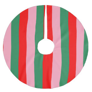Jupon De Sapin En Polyester Brossé Les rayures de Noël contemporaines