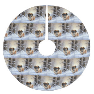 Jupon De Sapin En Polyester Brossé L'Espagnol Tibétain Laissons Il Neige Noël