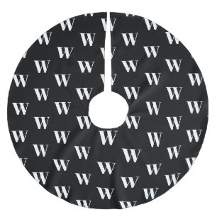 Jupon De Sapin En Polyester Brossé Lettre initiale monogramme noir blanc personnalisé