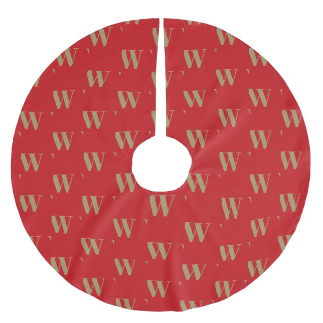 Jupon De Sapin En Polyester Brossé Lettre initiale monogramme or rouge (Devant)