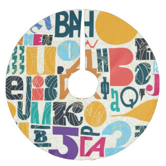 Jupon De Sapin En Polyester Brossé Lettres dessinées à la main : design vintage sans