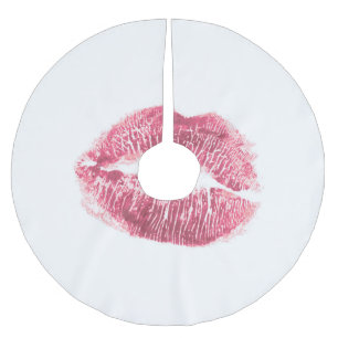 Jupon De Sapin En Polyester Brossé Lèvres roses réalistes, baiser isolé