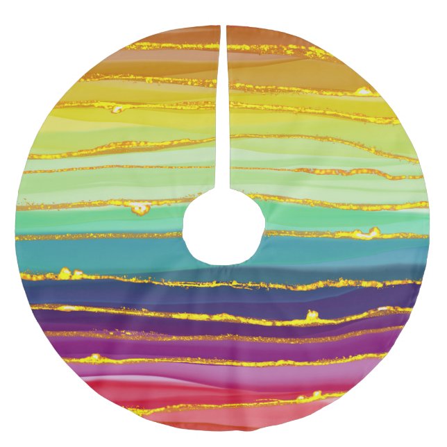Jupon De Sapin En Polyester Brossé Lignes arc-en-ciel : composition de luxe abstraite (Devant)