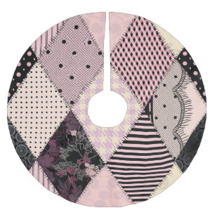 Jupon De Sapin En Polyester Brossé Lingerie Textile : Motif Vintage Patchwork