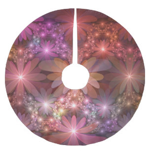 Jupon De Sapin En Polyester Brossé Lit De Fleurs Coloré Brillant Art Fractal Abstrait