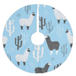 Jupon De Sapin En Polyester Brossé Llama et cactus, motif mignon.