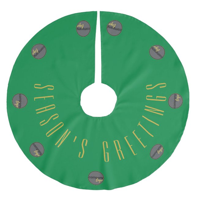 Jupon De Sapin En Polyester Brossé LOGO D'AFFAIRES VERT Joyeuses Fêtes (Devant)