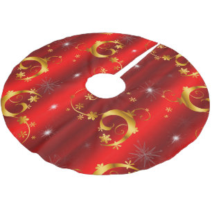 Jupon De Sapin En Polyester Brossé L'or se tient le premier rôle et tourbillonne Noël