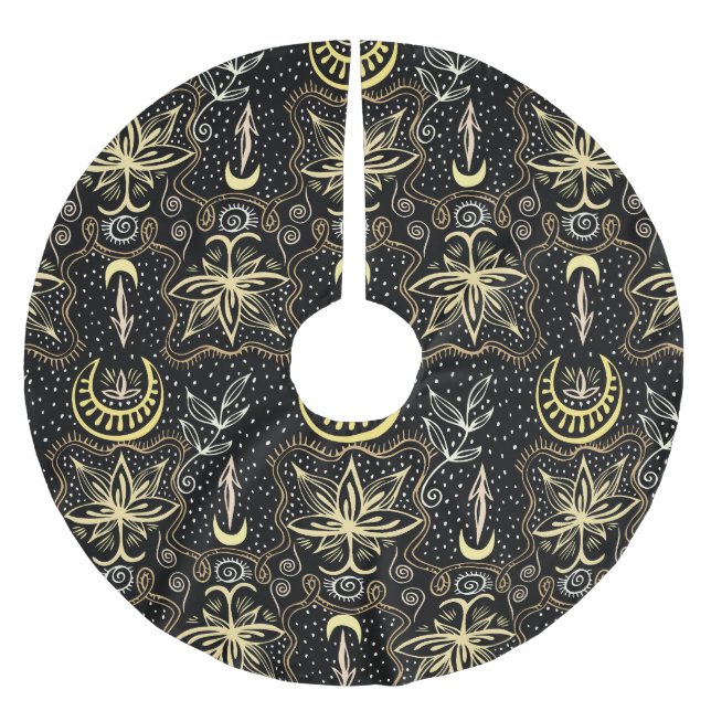 Jupon De Sapin En Polyester Brossé Lotus d'or : Elégance Vintage du croissant. (Devant)