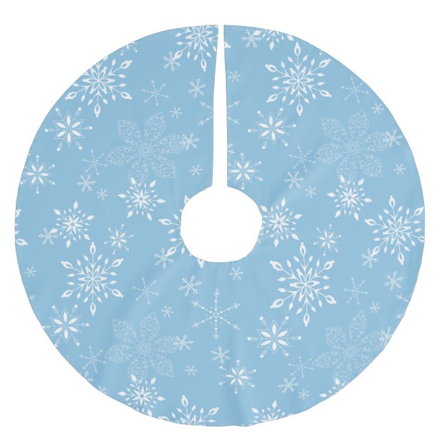 Jupon De Sapin En Polyester Brossé Lt Blue de flocons de neige (Devant)