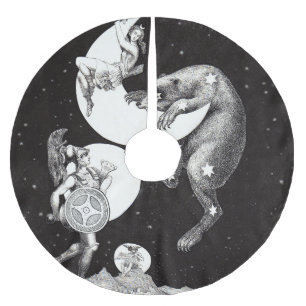 Jupon De Sapin En Polyester Brossé Lune céleste ciel Univers Dieu Nuit Illustration