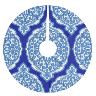 Jupon De Sapin En Polyester Brossé Luxe blanc-bleu, ornement turc.