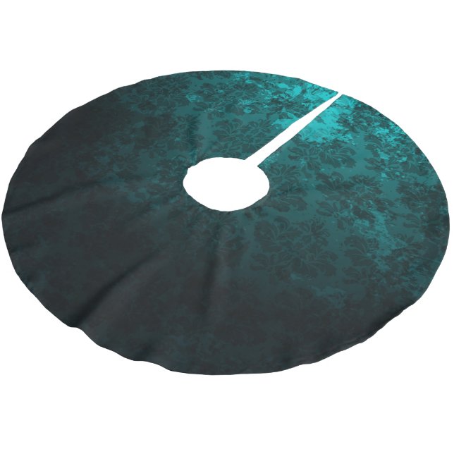 Jupon De Sapin En Polyester Brossé Luxe Damask turquoise (Angle)