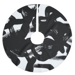 Jupon De Sapin En Polyester Brossé Luxueux Gold Art : Abstrait Black Stroke.