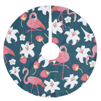 Jupon De Sapin En Polyester Brossé Lys Flamant rose : Design Vintage tropical.