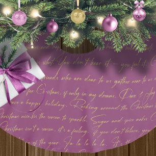 Jupon De Sapin En Polyester Brossé MagentaGold Typographie Motif#36 ID1009