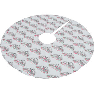 Jupon De Sapin En Polyester Brossé Maine Chickadee Bird hiver Noël Vacances Neige