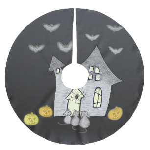 Jupon De Sapin En Polyester Brossé Maison d'Halloween, Chats noirs, Chats, Chauves-so