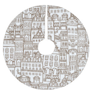 Jupon De Sapin En Polyester Brossé Maisons vintages : Architectural Seamless Motif.