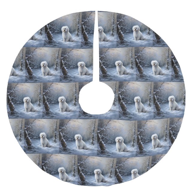 Jupon De Sapin En Polyester Brossé Maltais Laisser Neige Noël (Devant)