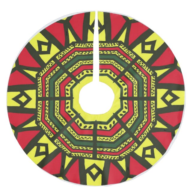 Jupon De Sapin En Polyester Brossé Mandala Afrocentrique (Devant)