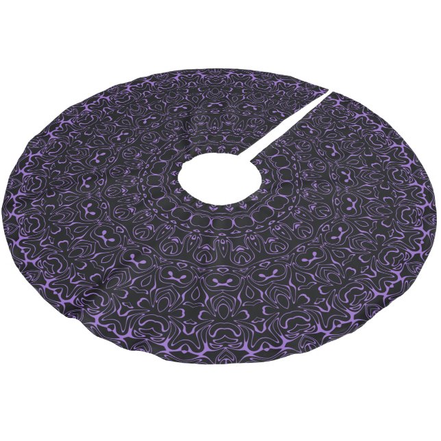 Jupon De Sapin En Polyester Brossé Mandala Améthyste violet avec symétrie complexe (Angle)