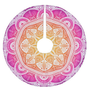 Jupon De Sapin En Polyester Brossé Mandala fleuri ornemental : vintage coloré.