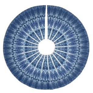 Jupon De Sapin En Polyester Brossé Mandala géométrique bleu foncé
