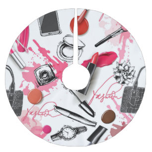Jupon De Sapin En Polyester Brossé Maquillage à main, motif graphique vintage.