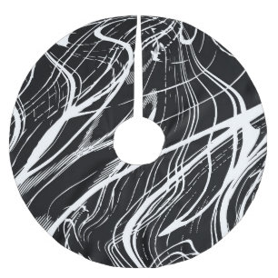 Jupon De Sapin En Polyester Brossé Marbre noir blanc : Vintage Abstrait